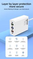 Support de charge super rapide 120W avec 7 ports (4 Type C + 3 USB) - Hub de charge USB-C 120W - Prise de charge pour téléphone portable - Câble d'extension