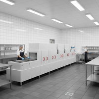 Lave-vaisselle industriel haute performance grande capacité avec sécheuse pour cantine scolaire