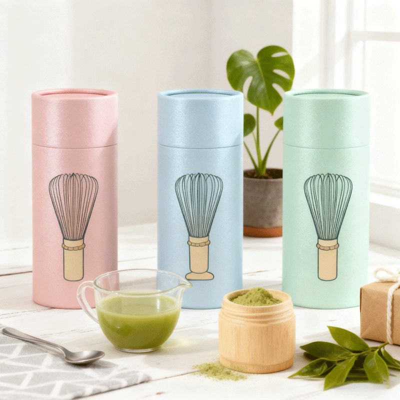 Custom Private Label Biodegradable Cardboard Tube Packaging for Deodorant Food Grade Craft Matcha Tea Whisk Cylinder Paper Tube