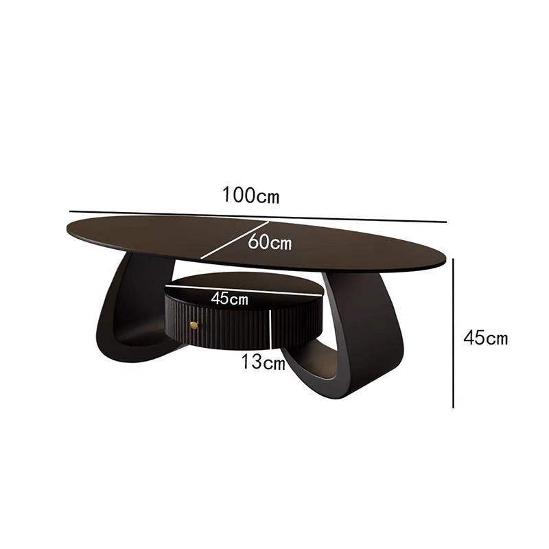 Table basse simple à base noire [ardoise noire pure]