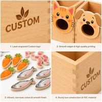 Boîte de tri des aliments en bois Montessori personnalisée pour animaux (chat, chien, lapin, vache, poulet) – Jouet éducatif sensoriel de classification OEM