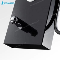 Système de douche à effet pluie en acier inoxydable chromé poli à double poignée, pour usage hôtelier, montage mural, design moderne, avec cartouche céramique KM-6017