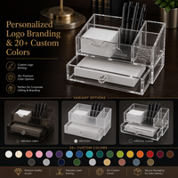 Organisateur de bureau en acrylique transparent OEM personnalisé avec tiroir coulissant, porte-stylos, plateau à papier, rangement pour fournitures de bureau