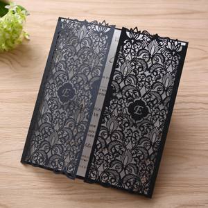 دعوة زفاف فاخرة مقطوعة بالليزر مع زهرة معدنية على الجهة الأمامية - عرض ساخن - Product Image 6