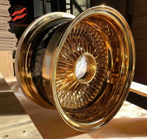 Jantes en acier doré de luxe SW 13x7 100 Straight Lace Reverse All Gold, avec moyeu rotatif doré, 5, 6 ou 7 trous pour Chevrolet <span class=keywords><strong>Oldsmobile</strong></span> - Product Image 4