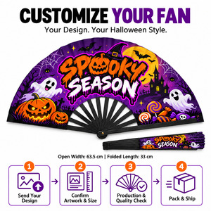 Werbeartikel für die Gruselsaison: 33 cm (<span class=keywords><strong>13</strong></span> Zoll) Faltfächer aus Bambusholz und Kunststoff mit Halloween-Aufdruck, Großpackung - Product Image 4