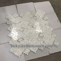 Lanterne en marbre au jet d'eau Thassos White Mix Shell Mosaic Tile