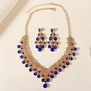 בינשואו שרשרת וינטאג עגיל סט עיצוב יוקרתי rhinestone zircon שרשרת נשים ערכת עגיל כלה כלה אביזרים חתונה - Product Image 1