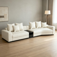 Ensemble de canapé-lit carré en cuir véritable multi-tailles, design moderne, durable, écologique, garni de duvet d'oie pour chambre à coucher et salon