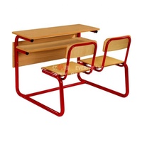 Meubles de classe scolaire de dernière génération en gros, ensembles de bureaux et de chaises scolaires en bois pour deux élèves