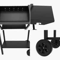 Barbecue portable en acier de haute qualité et durable avec chariot pour l'extérieur, idéal pour la maison et le jardin