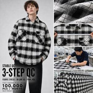 Camicie in Flanella a Quadri per Uomo Personalizzate OEM, 340gsm, 100% Cotone Pesante, Oversize, Manica Lunga, Produttore di Giacche-<span class=keywords><strong>Camicia</strong></span> - Product Image 2