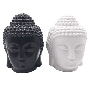 Quemador de incienso de Buda blanco y negro de cerámica personalizado, juego de lámparas de <span class=keywords><strong>aceite</strong></span>, material de madera perfumada de sándalo, tapón de <span class=keywords><strong>cera</strong></span> embalado en caja - Product Image 2