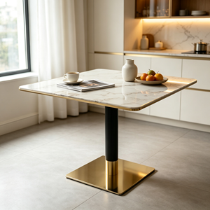 Table basse moderne de luxe minimaliste avec plateau en marbre et base en métal noir, finition dorée, multi-usages, taille personnalisée, meubles de salon - Product Image 3