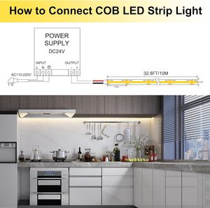 ชุดไฟ LED แบบ COB ขนาด 24 โวลต์ 8 มม. พลาสติก 3000k-6000k สีขาว CCT ความยาว 5 เมตร งอได้ Ra90+ สำหรับเฟอร์นิเจอร์ เพดาน และงานเชิงพาณิชย์ - Product Image 3