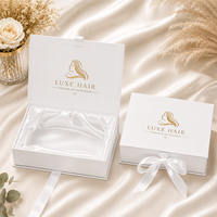 Emballage personnalisé pour cheveux, boîte blanche pour perruque, boîte pour extensions de cheveux, boîte cadeau magnétique pliable de luxe, fabricant