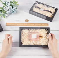 Boîtes à tiroirs kraft rectangulaires noires personnalisées avec fenêtre en plastique PVC recyclable Party Favor et emballage cadeau pour la Saint-Valentin