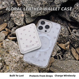กระเป๋าสตางค์หนังแบบสปอร์ตพร้อมเคสโทรศัพท์แม่เหล็ก, เคสใสลายดอกไม้ TPU กันกระแทก รองรับการชาร์จแบบไร้สาย - Product Image 2