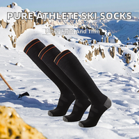 Chaussettes de ski ultra-légères Pure Athlete, fines, en laine mérinos de qualité supérieure, pour l'hiver, ODM pour hommes et femmes, snowboard (grande taille, 3 paires, noir)
