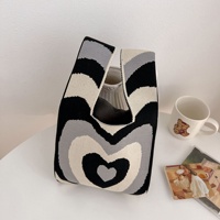 Sac de Shopping en laine tricoté à l'épaule, fourre-tout en coton fait à la main pour filles