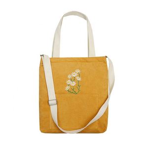 One-Shoulder of Vintage Simple Large Capacity Portable Shopping Canvas Corduroy <b>Tote</b> Bag - Product Image 1