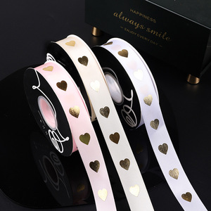 Cinta de poliéster con lámina dorada de 2.5 cm, diseño de amor, para el Día de San Valentín, bodas, adornos florales, elegante cinta para decoración de pasteles y lazos para regalo. - Product Image 4