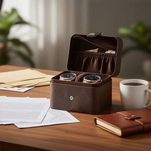 Estuche para Relojes Rectangular de Cuero Sintético con Interior de Gamuza Sintética, Cierre de Botón y Compartimentos para Guardar Relojes - Product Image 2