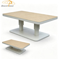 Mesa Rectangular Hidráulica Moderna con Estructura Metálica para Patio, Jardín o Terraza de Villa