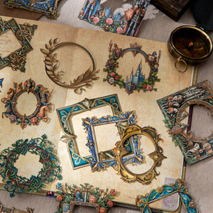 10 hojas/paquete serie de heráldica medieval estilo Vintage pegatinas de tarjetas duras bordeadas para collages en capas - Product Image 1