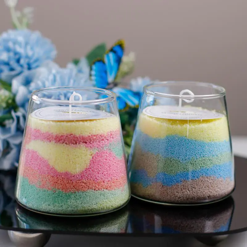 도매 공예 양초 만들기 키트 향기 왁스 모래 예술 유리 컵에 부모-자식 DIY 시간