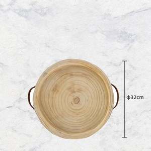 Plateau de service rustique ferme plateau en bois assiette de fruits en bois minimaliste assiette à pâtisserie circulaire - Product Image 5