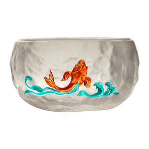 Tasse à thé en verre résistante à la chaleur, épaisse, pour service à thé à domicile, motif poisson Koi - Product Image 3