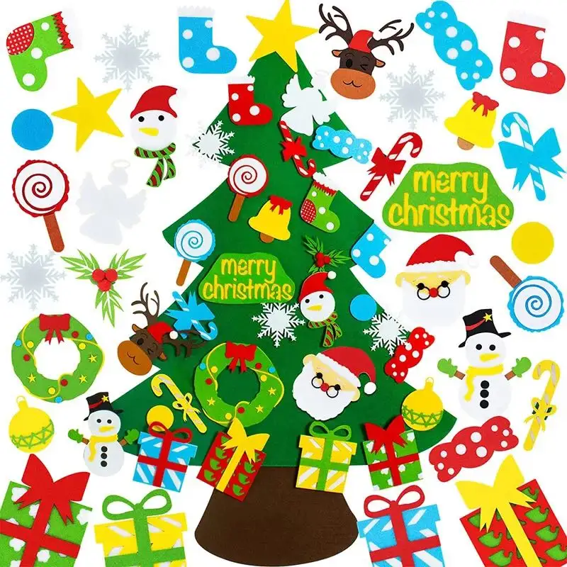 Kids DIY Felt Christmas Tree Christmas Decoration for Home Navidad 2022 New Year Gifts Christmas Ornaments Xmas Tree