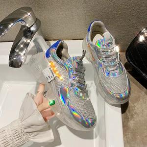 Quatre saisons meilleures ventes chaussures à doublure en maille respirante à la mode avec gelée de cristal et semelle arc-en-ciel à la mode décontracté confortable - Product Image 3