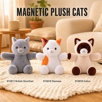 Boneka Hewan Interaktif 25cm, Boneka Kucing Anjing Lembut dengan Cakar Magnetik, Mainan Boneka Anak Kucing Anak Anjing Lucu untuk Anak-anak