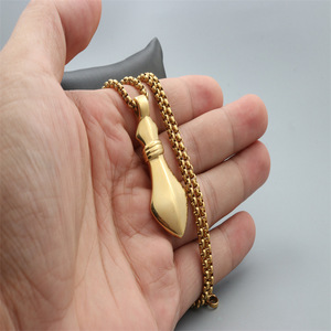 <b>Dart</b> Shaped Pendant Necklace Fashion Gold Stainless Steel Unisex Gift Jewelry - Product Image 4