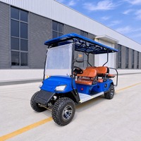 Mobil Golf Listrik Berkualitas Tinggi Biru Golf 4+2 Kursi Grosir 4 Roda Penggerak Club Car Buggy Kereta Dorong Golf