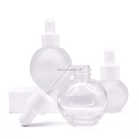 Botol tetes kaca kecil 1 oz 10ml, botol minyak esensial kaca transparan bulat kosmetik kaca 1 oz