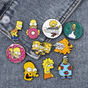 24 Styles In Stock factory directly funny animated sitcom simpsons pin badge cartoon alloy metal simpson enamel pin