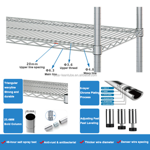 5-Tier kệ có thể điều chỉnh dây thép Kệ đa năng thường vụ <span class=keywords><strong>l</strong></span>ưu trữ Kệ kim loại hiển thị giá nhà bếp nhà để xe tủ quần áo - Product Image 3