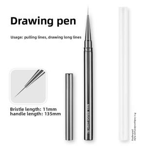 Crimped Oval Flat Tip Nylon Nail Art Pen Metal Handle Stable Gel Holding 3D UV Gel Acrylic <b>Builder</b> Tool for Salon Manicure - Product Image 3