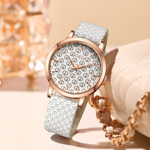 Reloj elegante para mujer, único y de alta calidad, con correa de cuero y diseño de letras. - Product Image 2