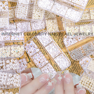 Perlas de Decoración para <span class=keywords><strong>Uñas</strong></span> Acrílicas, Redondas y Semirredondas, de Diferentes Tamaños, Joyería de Perlas, Diamantes de Lujo, Camelia, en Caja - Product Image 3