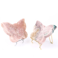 HZ Cristal de Diamant Poli Naturel Argentin Rose Violet Sculpté en Forme de Papillon pour Décoration de Bureau à Domicile et Cadeaux Thème Amour