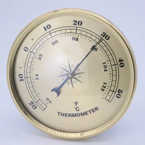 90MM Gold Frame Black Arabic Metal Fahrenheit Thermometer
