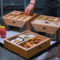 Plateau en papier personnalisé pour plats à emporter, avec compartiments pour charcuterie, pâtisserie, desserts, sandwichs, burgers, snacks et coupelles à sauce