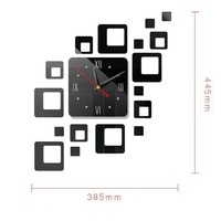 Jam Dinding Akrilik Persegi Modern Digital Gaya Eropa Kreatif dengan Tampilan Jarum DIY Set Kombinasi Dekoratif 3D