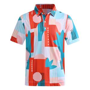 OEM Diseño de alta calidad Patrón de gran tamaño Imprimir 92% Poliéster 8% Spandex Hombres Activewear Golf Polo Shirt Logotipo personalizado - Product Image 6