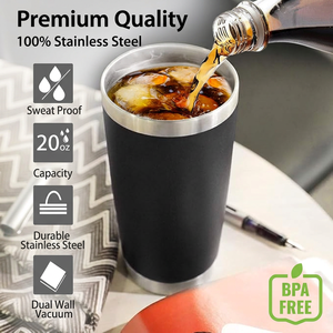 Tumbler Personalizzato con Logo, 20oz, Doppia Parete in Acciaio Inox, Isolamento Sottovuoto, Tazza da Viaggio per Auto, Rivestimento in Polvere, Tumbler Regolare con Coperchio - Product Image 3