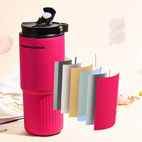 Tumbler Baja Tahan Karat 316 750Ml dengan Tutup Lipat Mug Kopi Perjalanan Portabel Cangkir Mobil Terisolasi Vakum Anti Bocor Logo Kustom